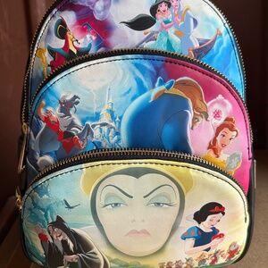 Loungefly Good vs Evil Aladdin Beauty and the Beast Snow White Mini Backpack